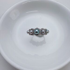 R73 S925 Akoya Sea Pearl Adjustable Ring 4-5mm size range 6-9